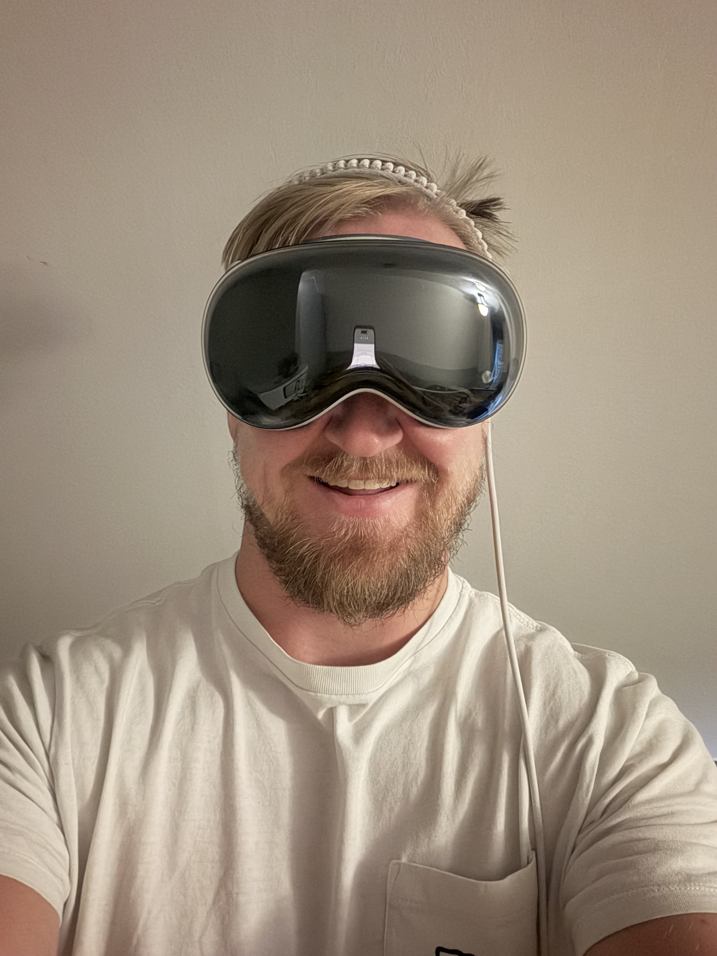 Wearing the Apple Vision Pro during the build
